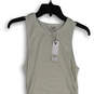 NWT Womens White Green Striped Round Neck Sleeveless Bodycon Dress Size M image number 2