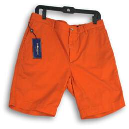 NWT Polo By Ralph Lauren Mens Orange Flat Front Classic Fit Chino Shorts Size 34