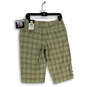 NWT Womens Green Plaid Flat Front Slash Pocket Stretch Capri Pants Size 8 image number 2