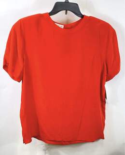 NWT Jones New York Womens Orange Short Sleeve Crew Neck Blouse Top Size 14