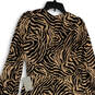 NWT Womens Black Tan Zebra Print Long Sleeve Round Neck Sheath Dress Sz S image number 4