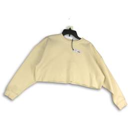 NWT WeWoreWhat Womens Cream Crew Neck Cropped Pullover Sweatshirt Size S