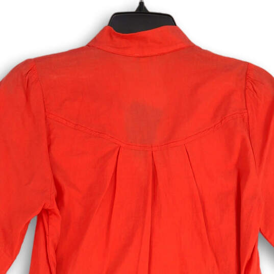 NWT Womens Coral Ruffle Pleated 3/4 Sleeve Button Front Tunic Top Size 6 image number 4