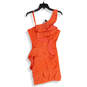 NWT Womens Pink Ruffle One Shoulder Sleeveless Back Zip Mini Dress Size 6 image number 1