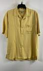 Tommy Bahama Mens Yellow Silk Short Sleeve Collared Button-Up Shirt Size Small image number 1