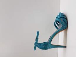 White House Black Market Teal Leather High Heels Sandals Size 8.5