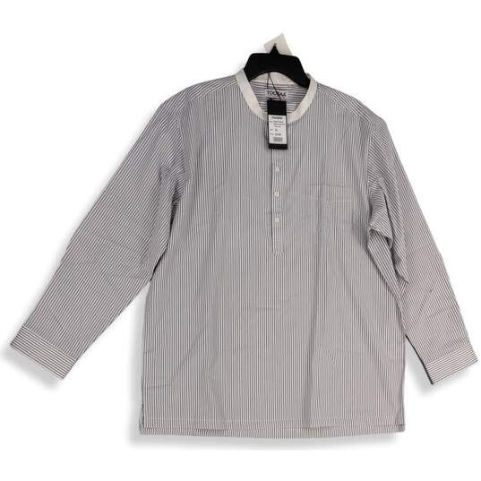 NWT Toobaa Executive Mens Gray Striped Long Sleeve Pullover Kurta Shirt Size XL image number 1