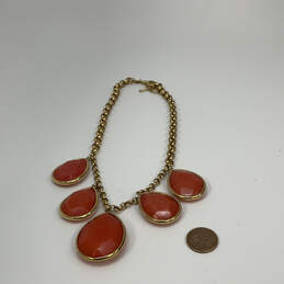 Designer Fossil Gold-Tone Chain Orange Teardrop Stone Statement Necklace alternative image