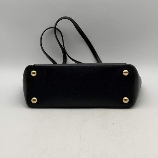 Michael Kors Womens Black Gold Inner Zipper Pocket Double Handle Tote Handbag image number 5