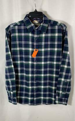 NWT Hudson & Barrow Mens Multicolor Plaid Flannel Button-Up Shirt Size Small