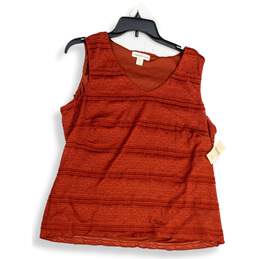 Coldwater Creek Womens Red Striped V-Neck Sleeveless Tank Top Size 1X (18)