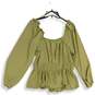 Nine West Womens Green Scoop Neck Long Sleeve Pullover Blouse Top Size Large image number 2