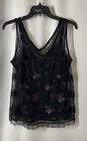 White House Black Market Womens Black Floral Ruffle Camisole Top Size Medium image number 1