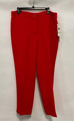 NWT Jones New York Womens Red Flat Front Straight Leg Dress Pants Size 14