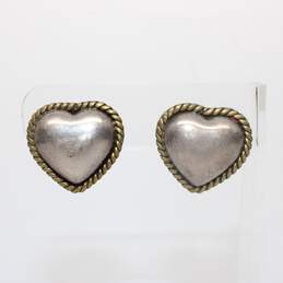 Taxco Sterling Silver Puffed Heart Stud Earrings