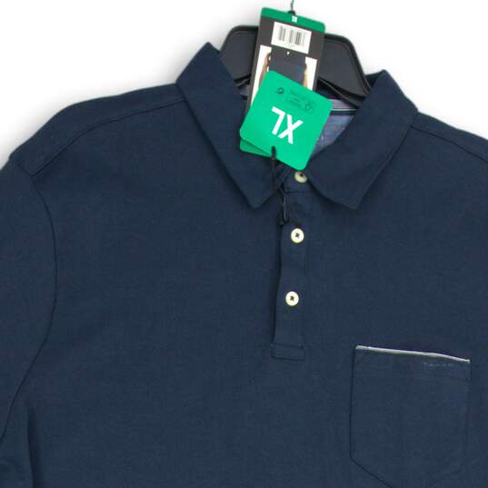 NWT Tahari Mens Blue Spread Collar Short Sleeve Polo Shirt Size XL image number 3