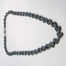 Sterling Silver Hemotite  Heart Necklace 80.0g