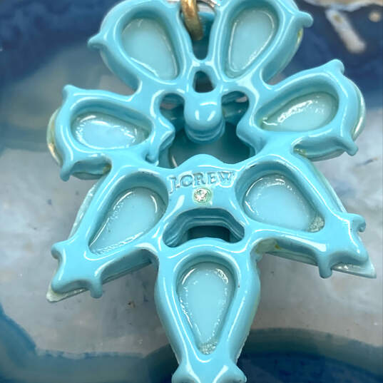 Designer J. Crew Gold-Tone Blue Crystal Cut Stone Leaf Shape Drop Earrings image number 4