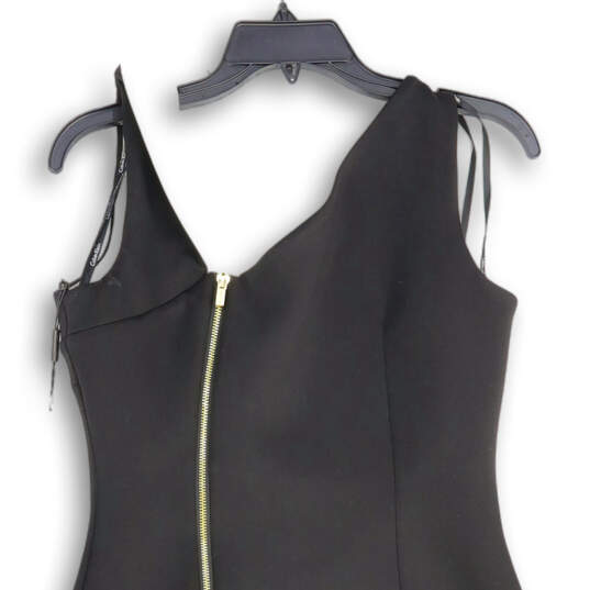 Womens Black Sleeveless Back Zip Knee Length Sheath Dress Size 4 image number 4