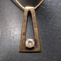14K Yellow Gold 3mm Round Diamond Pendant 16" Chain Necklace