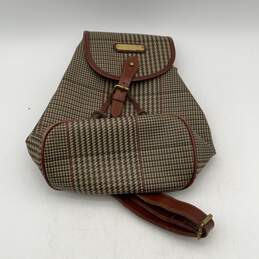 Polo Ralph Lauren Womens Backpack Bag Inner Pocket Beige Brown Houndstooth