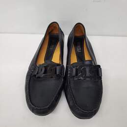 VANELI WM's Black Leather Aiker Loafer Flats 7.5 M