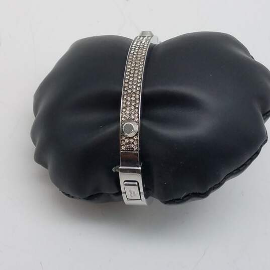 Michael Kors Silver Tone Crystal Hing Bangle Bracelet  40.1g image number 1