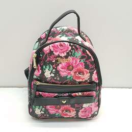 MARC JACOBS - Floral Print Mini Backpack Quilted Nylon Blue-Black