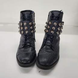 Schutz Women's Marieta Black Croc Embossed Leather Boots Size 9.5 alternative image