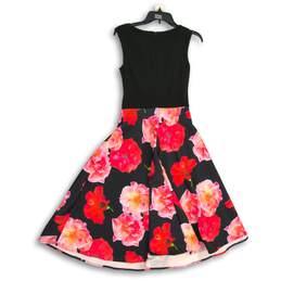 NWT Joseph Ribkoff Womens Black Floral V-Neck Sleeveless Fit & Flare Dress Sz 6 alternative image
