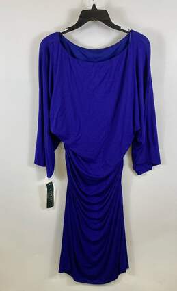 NWT Lauren Ralph Lauren Womens Blue Long Sleeve Layered Sheath Dress Size 16