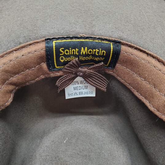 Saint Martin Quality Headwear Brown Wool Fedora Hat Size Medium image number 3
