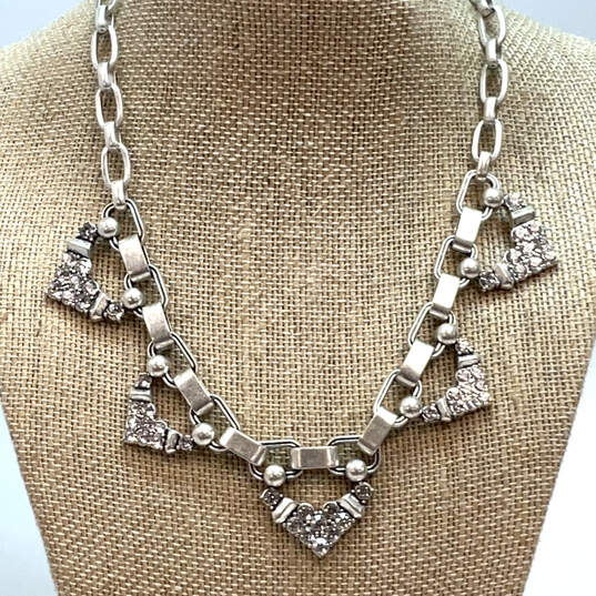 Designer Stella & Dot Silver-Tone Pave Clear Crystals Statement Necklace image number 1