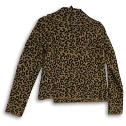 NWT Adrienne Vittadini Womens Brown Animal Print Shawl Collar Cardigan Sweater S alternative image
