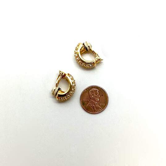 Designer Swarovski Gold-Tone Crystal Pave Strass Fashionable Hoop Earrings image number 3