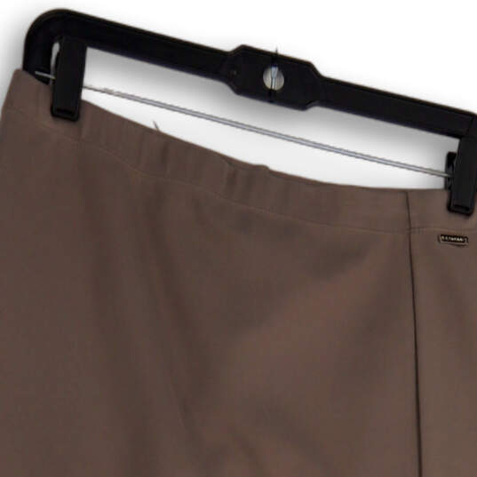 Womens Brown Flat Front Side Slit Pull-On Straight & Pencil Skirt Size L image number 3