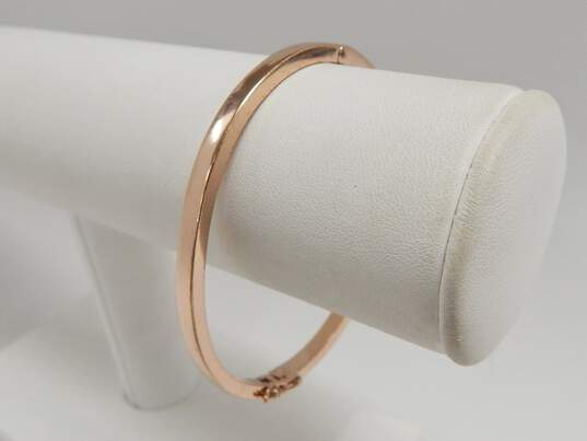 Givenchy Rose Gold Tone Crystals Channel Set Hinged Bangle Bracelet image number 4