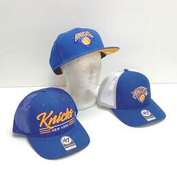 Lot of Three '47 Brand New York Knicks Blue Snapback Hats (NEW)