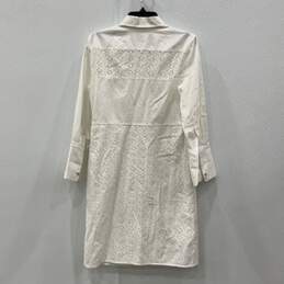 Tory Burch Womens White Long Sleeve Collared Button Front Shirt Dress Size 4 alternative image