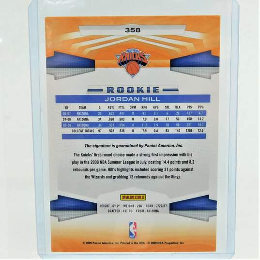 2009-10 Jordan Hill Panini Rookie Autograph New York Knicks image number 3
