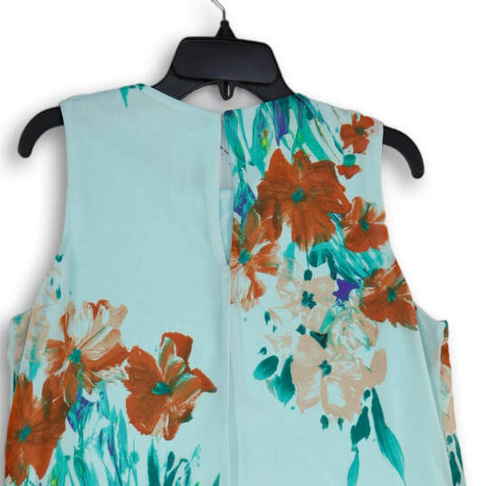 Womens Blue Orange Floral sleeveless Back Keyhole  A-Line Dress Size 12 image number 4