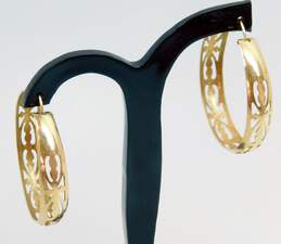 14K Yellow Gold Cut Out Hoop Earrings 5.1g