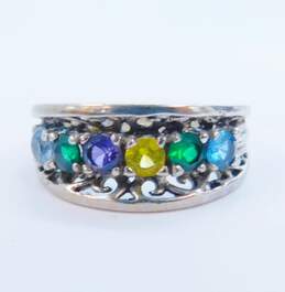 10K White Gold Simulated Birthstone Mother's Ring 4.9g