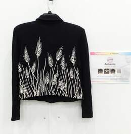 Women's St John Black w/ White Embroidery Button Up Jacket Size 12 alternative image