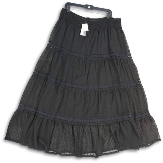 NWT Chelsea & Theodore Womens Black Lace Elastic Waist A-Line Skirt Size 2X image number 1