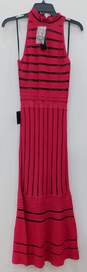 Bebe Women's VNTG Pink and Black Stripped Casi Pointelle Midi Dress NWT Small image number 1