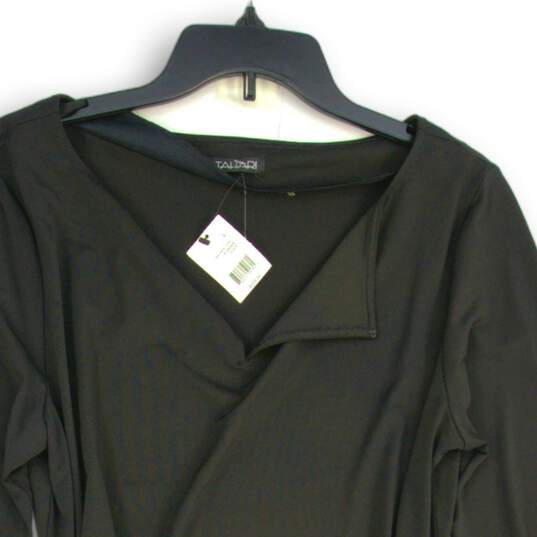 NWT Tahari Womens Black V-Neck Long Sleeve Pullover A-Line Dress Size L image number 3