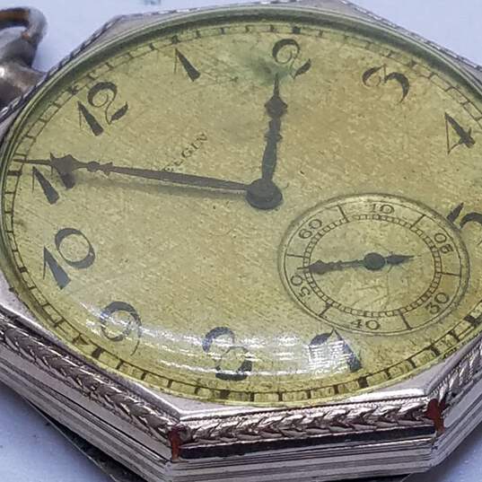 Elgin 42mm 1928 Vintage Gold Filled 14K Octagonal Pocket Watch image number 2