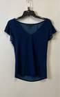 White House Black Market Womens Blue Short Sleeve V-Neck Casual Blouse Top Sz S image number 1