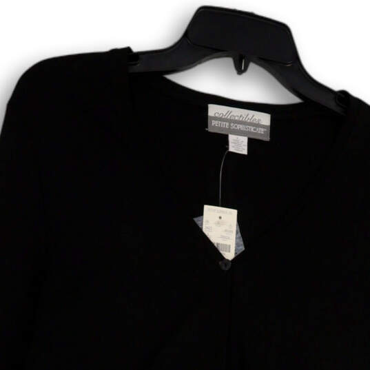 NWT Womens Black V-Neck Long Sleeve Front Button Blouse Top Size L image number 3